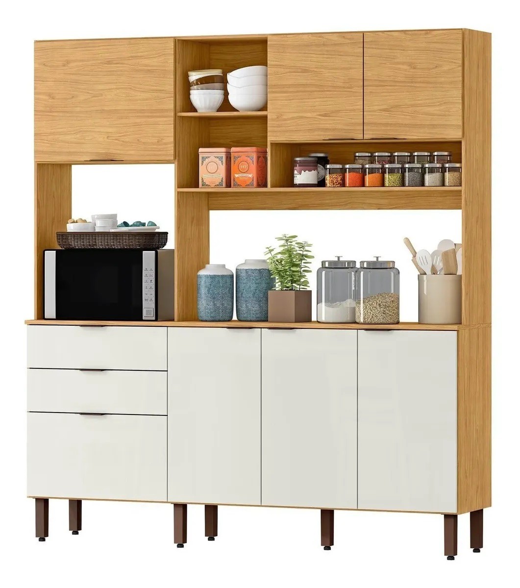 Cozinha Compacta MX Boreal 7 Portas 2 Gavetas 177,9cm Marrocos/Off White