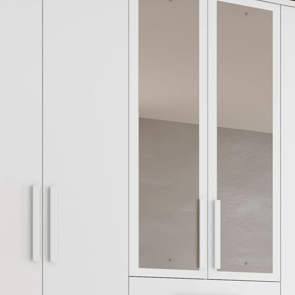 Guarda-Roupa Casal Com Espelho 6 Portas em MDF Bianchi Clara Branco Guarda-Roupa Casal Com Espelho 6 Portas em MDF Bianchi Clara Branco