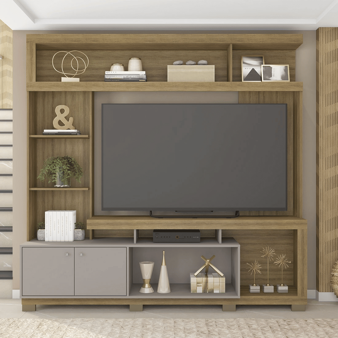 Estante Home para TV até 65 Polegadas Formosa Mel/Cacau Caemmun