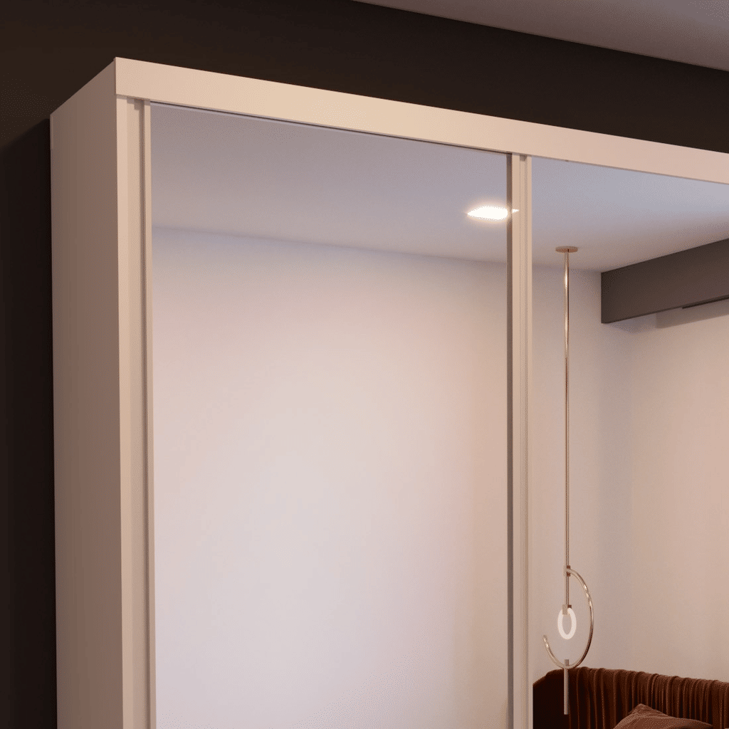 Guarda Roupa Casal Com Espelho 3 Portas de Correr em MDF Maximus Branco - Bom Pastor  Guarda Roupa Casal Com Espelho 3 Portas de Correr em MDF Maximus Branco - Bom Pastor