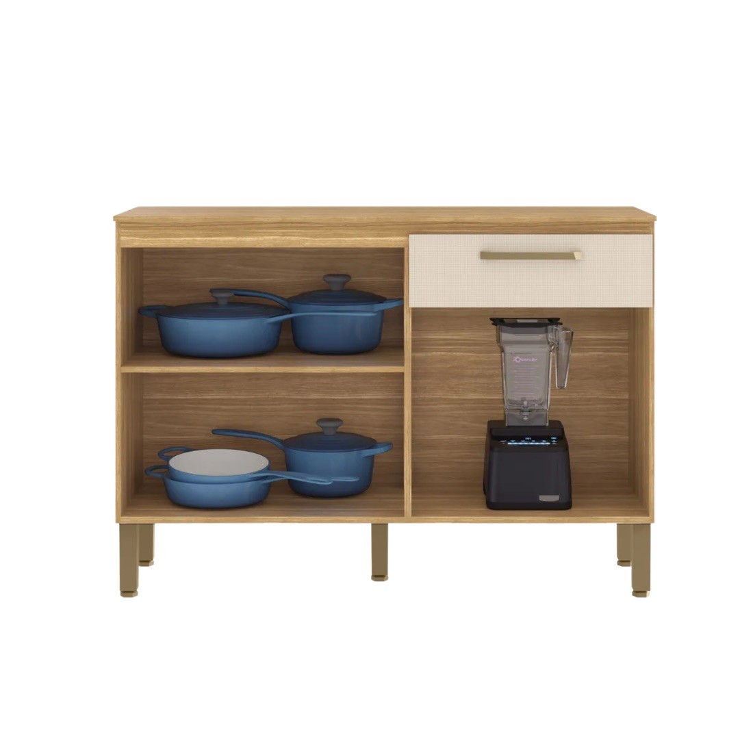 Balcão de Cozinha com Tampo 3 Portas 1 Gaveta 120cm Paraná Versalhes Freijó/Soft