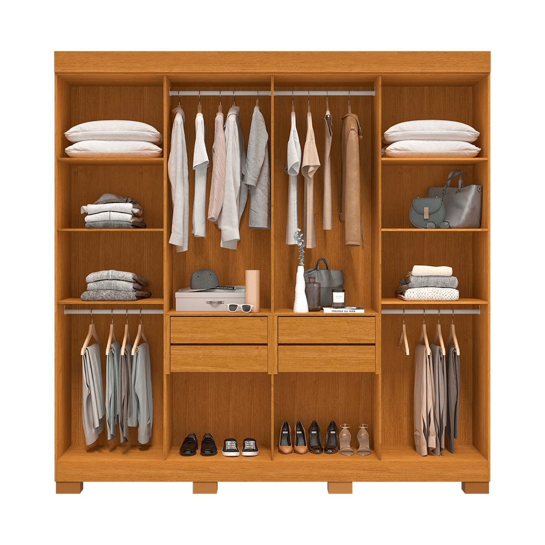 Guarda-Roupa Casal 100% MDF 8 Portas ACP Móveis Hanna Cinamomo