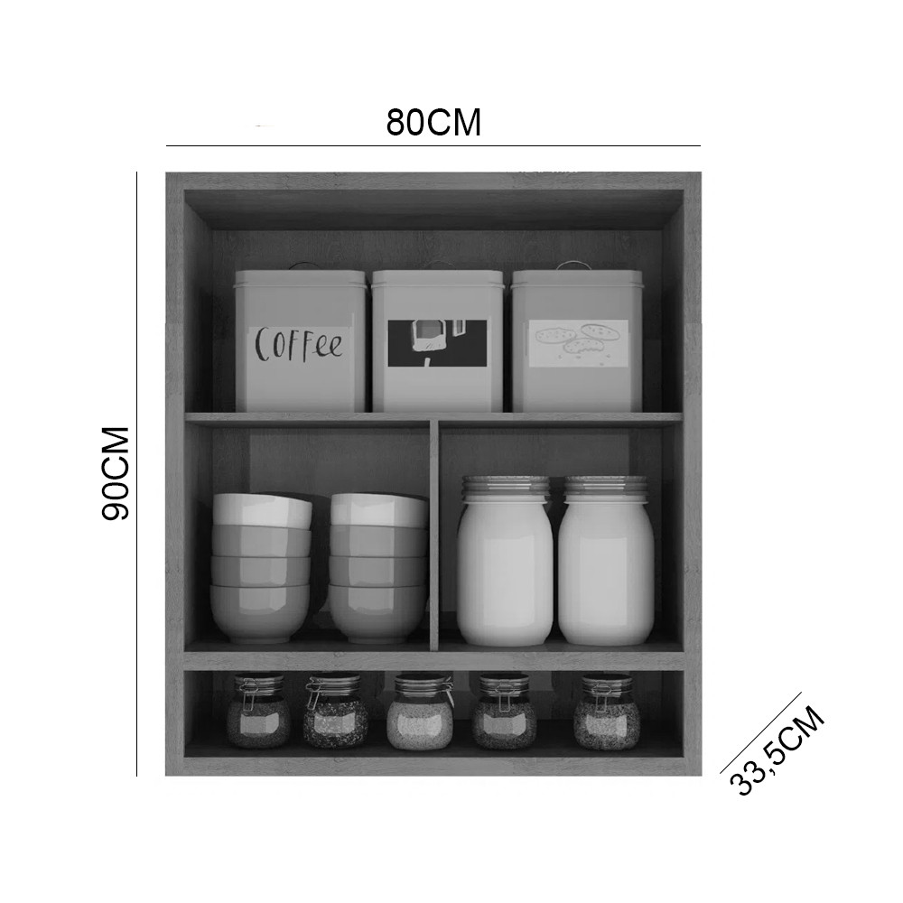 Armário de Cozinha de Parede 2 Portas Basculante 80cm Ronipa Syrah Castanho/Chumbo Armário de Cozinha de Parede 2 Portas Basculante 80cm Ronipa Syrah Castanho/Chumbo