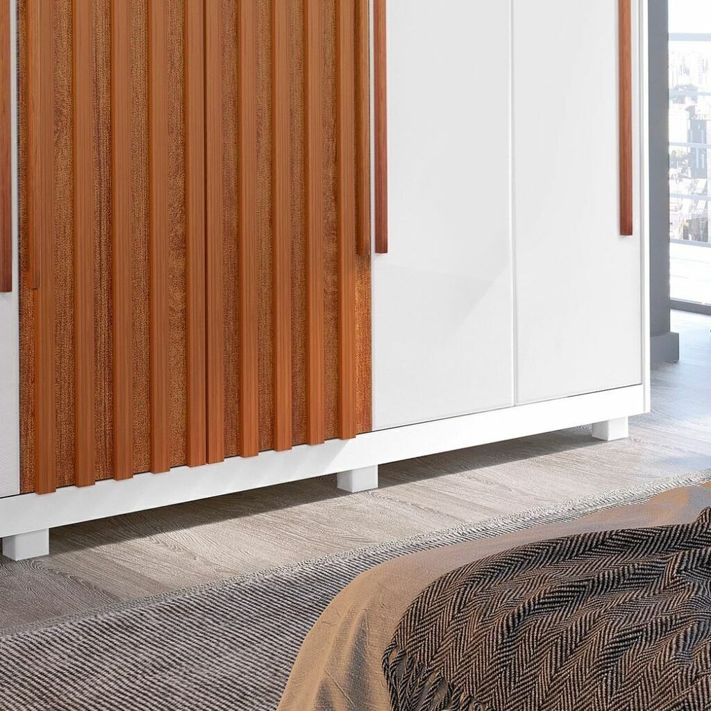 Guarda-Roupa Casal em MDF 6 Portas Bom Pastor Mary Branco/Naturalle Ripado Guarda-Roupa Casal em MDF 6 Portas Bom Pastor Mary Branco/Naturalle Ripado