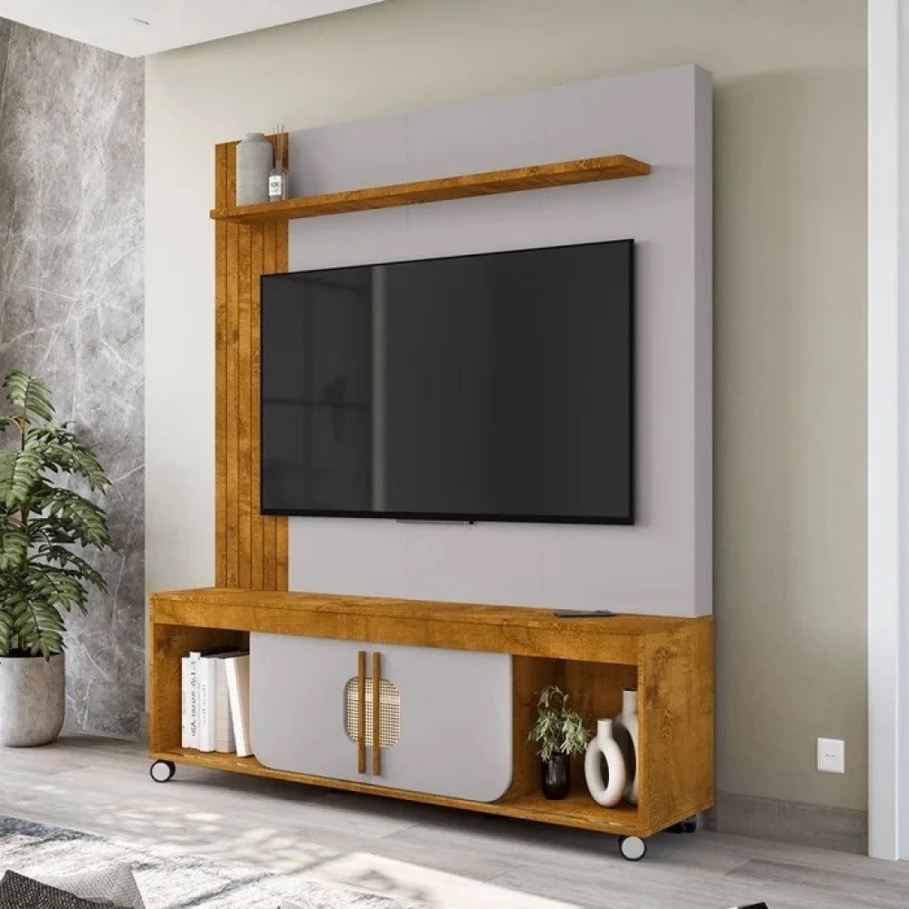 Home para TV até 65 Polegadas Maragogi 2 Portas Naturalle/Off White - Móveis Bechara Home para TV até 65 Polegadas Maragogi 2 Portas Naturalle/Off White - Móveis Bechara