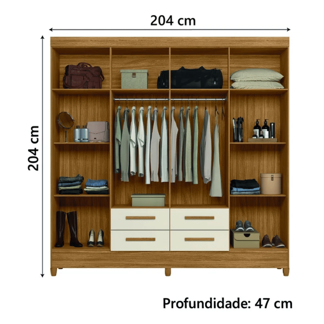 Guarda-Roupa Casal Moval Flórida 8 Portas Freijó/Off White Guarda-Roupa Casal Moval Flórida 8 Portas Freijó/Off White
