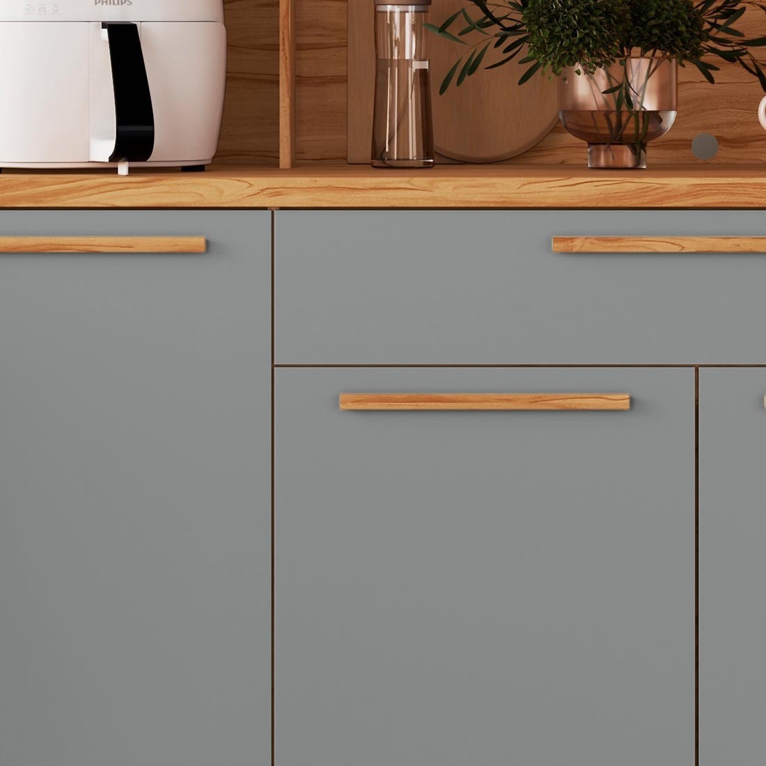 Kit de Cozinha Compacta 180 6 Portas 100% MDF Cecília Rio Doce - Amendoa/Cinza Kit de Cozinha Compacta 180 6 Portas 100% MDF Cecília Rio Doce - Amendoa/Cinza