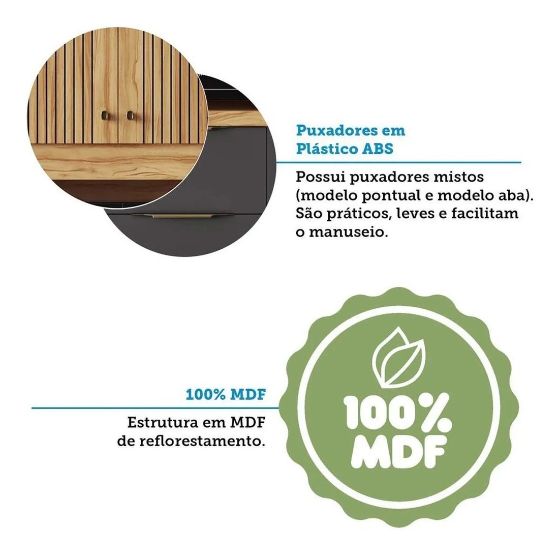 Armário de Cozinha Kit 6 Portas 1 Gaveta em MDF Ronipa Moscato Amendoa/Chumbo Armário de Cozinha Kit 6 Portas 1 Gaveta em MDF Ronipa Moscato Amendoa/Chumbo