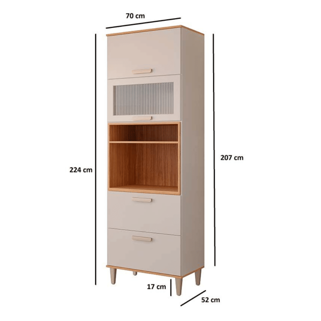 Paneleiro de Cozinha Bella 1 Forno c/1 Gaveta e 3 Portas Basculantes 70 cm Off White/Freijo - MGM Paneleiro de Cozinha Bella 1 Forno c/1 Gaveta e 3 Portas Basculantes 70 cm Off White/Freijo - MGM