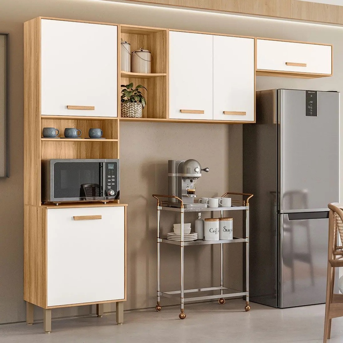 Cozinha Compacta Maria Flor 5 Portas Freijó/Off White – Nicioli Cozinha Compacta Maria Flor 5 Portas Freijó/Off White – Nicioli