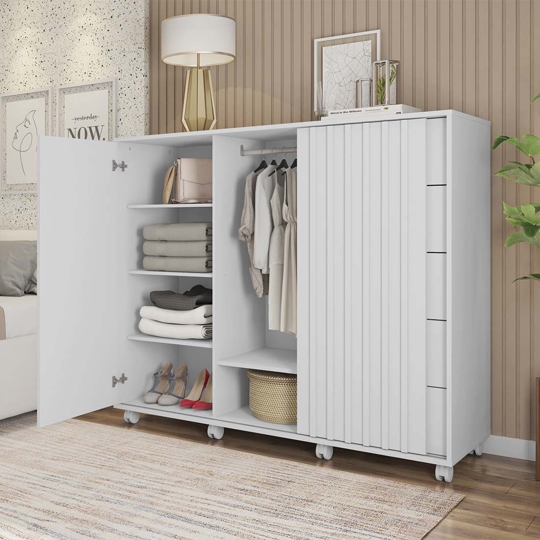 Cômoda Pegasus 2 Portas 5 Gavetas 136cm CAEMMUN - Branco