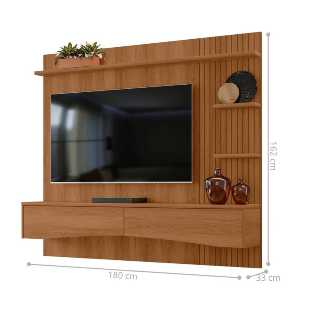 Painel Para TV 65 Polegadas 180cm Europa Jequitibá/Ripado 3D - Lukaliam Painel Para TV 65 Polegadas 180cm Europa Jequitibá/Ripado 3D - Lukaliam