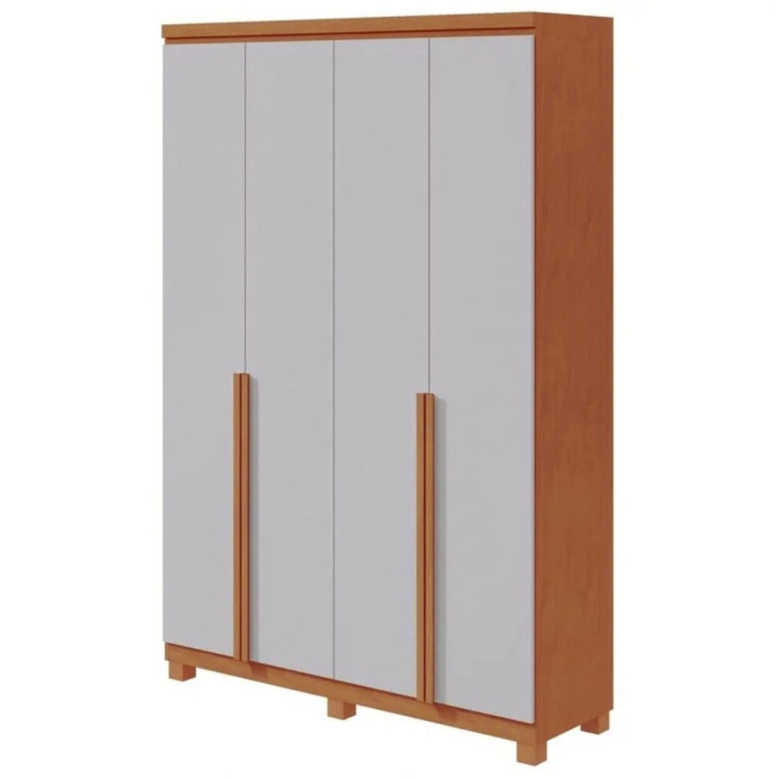 Guarda-roupa 4 Portas Abrir 2 Gavetas Lopas Alonzo 100% MDF Com Pés  - Amendoa Clean/Off White