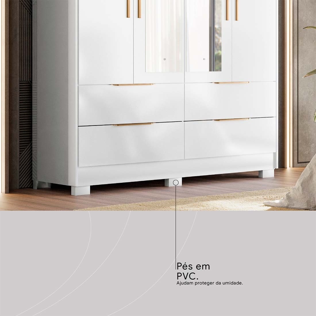 Guarda-roupa Casal Domo 4 Portas com Espelho 157cm Demóbile - Branco