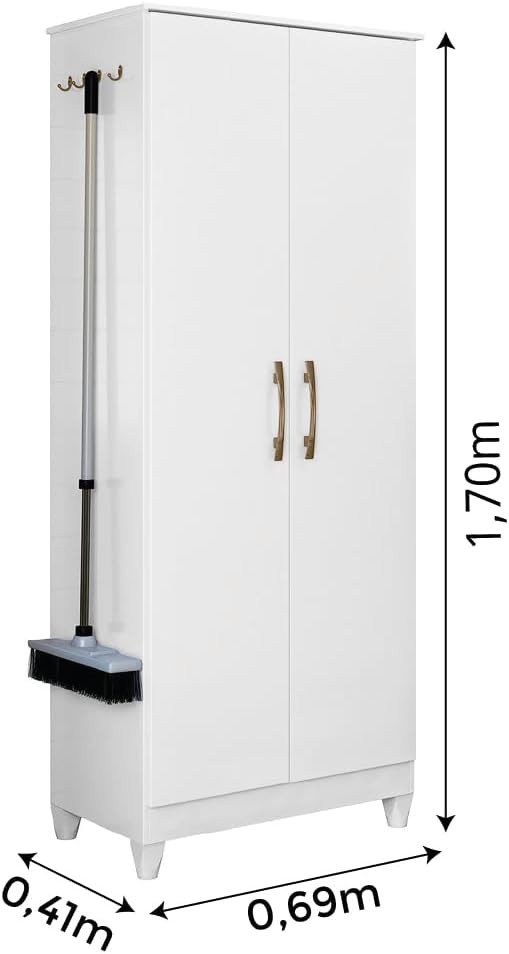Armário Multiuso Jade 70cm 2 Portas Branco Moval  Armário Multiuso Jade 70cm 2 Portas Branco Moval