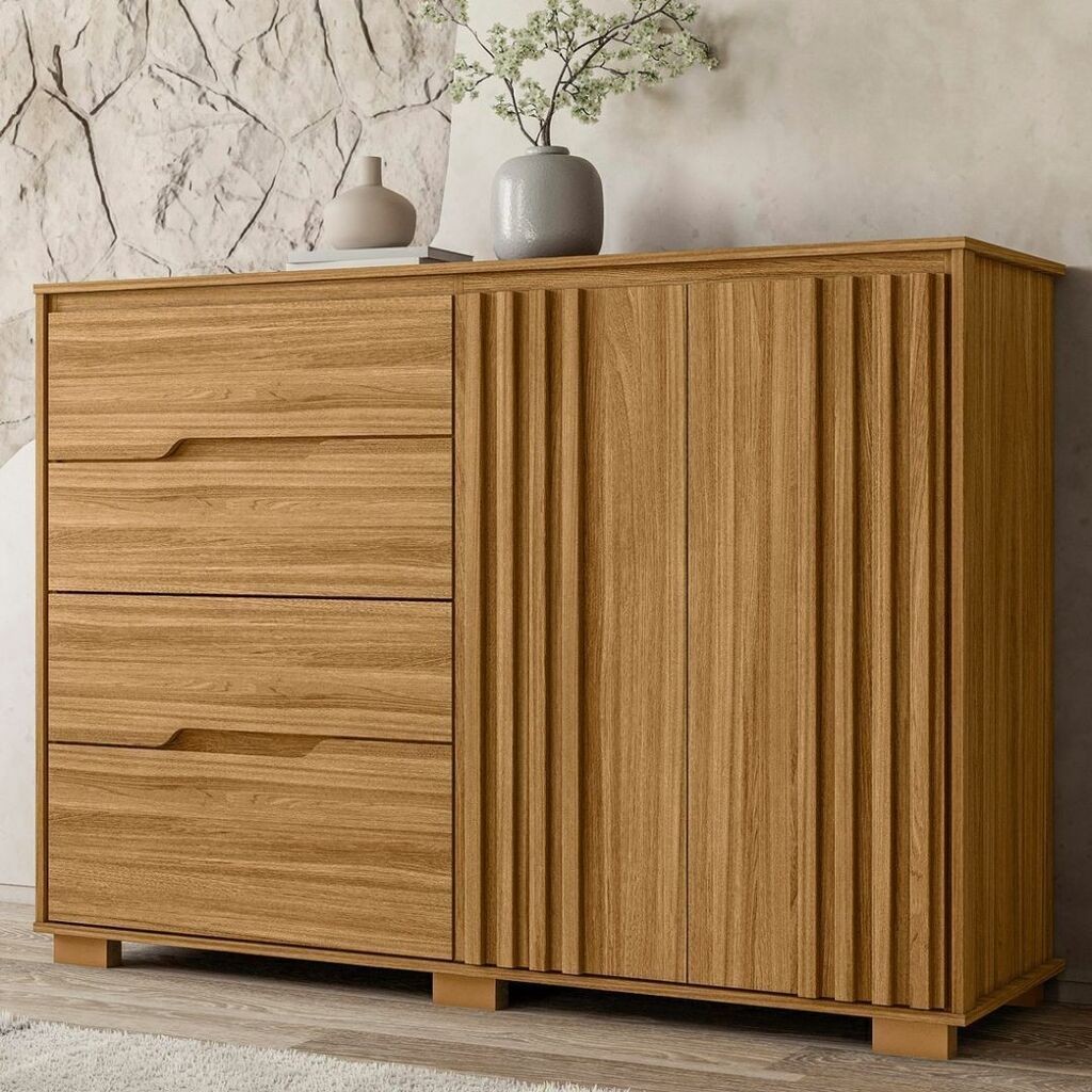 Cômoda com Sapateira Texas 4 Gavetas e 2 portas Freijo - Moval Cômoda com Sapateira Texas 4 Gavetas e 2 portas Freijo - Moval