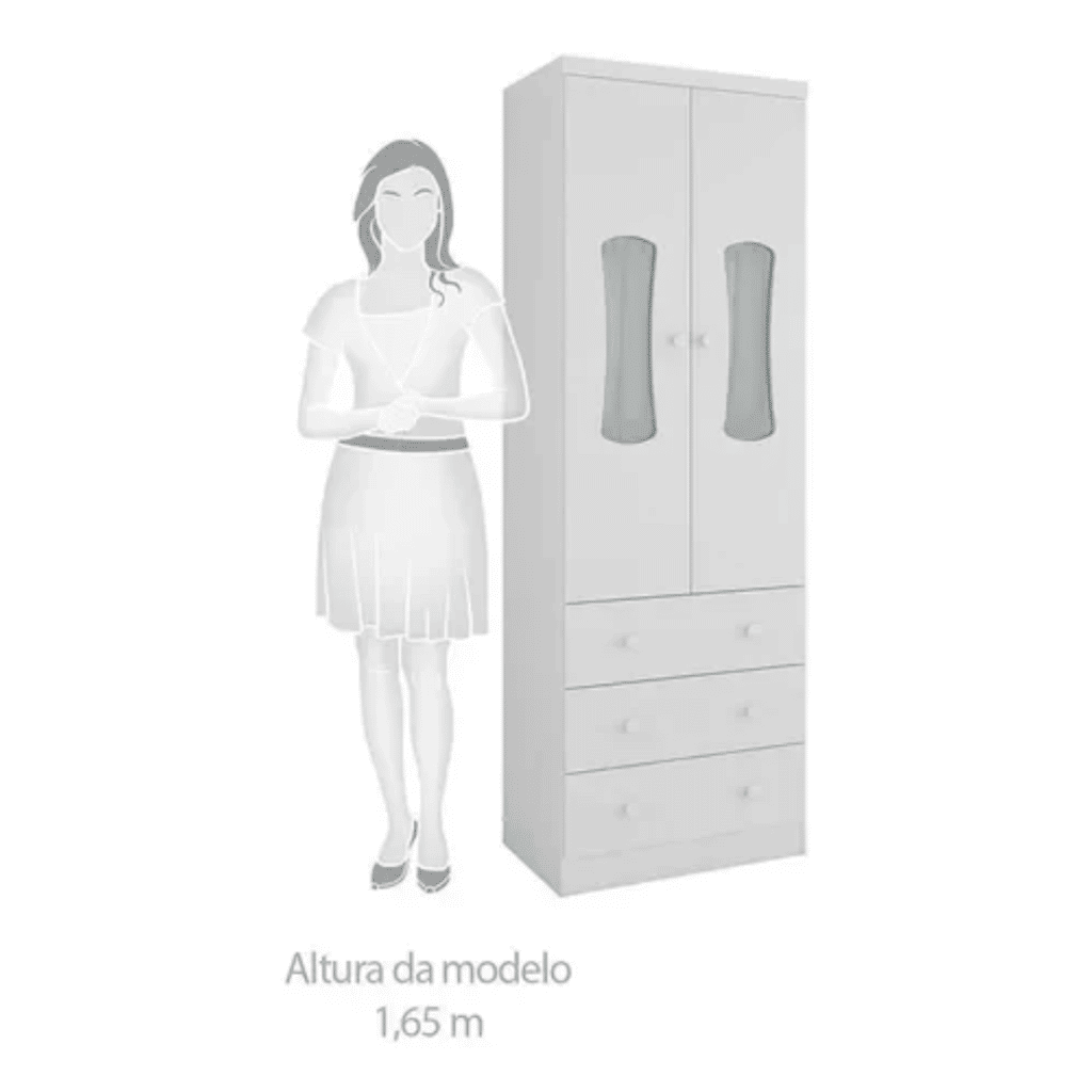 Guarda-Roupa Infantil 2 Portas em MDF Moveis Peroba Luna Branco Brilho Guarda-Roupa Infantil 2 Portas em MDF Moveis Peroba Luna Branco Brilho