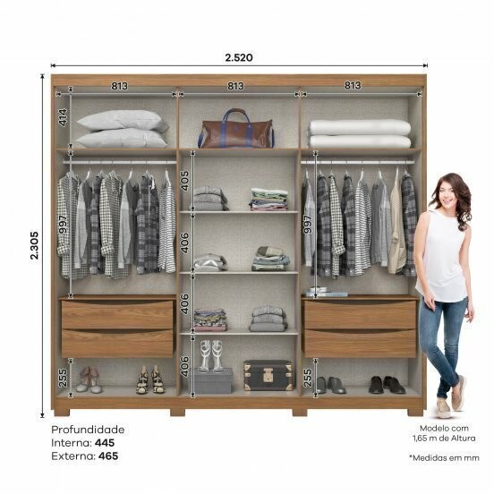 Guarda-roupa Casal Norton 6 Portas Nature - Henn Guarda-roupa Casal Norton 6 Portas Nature - Henn