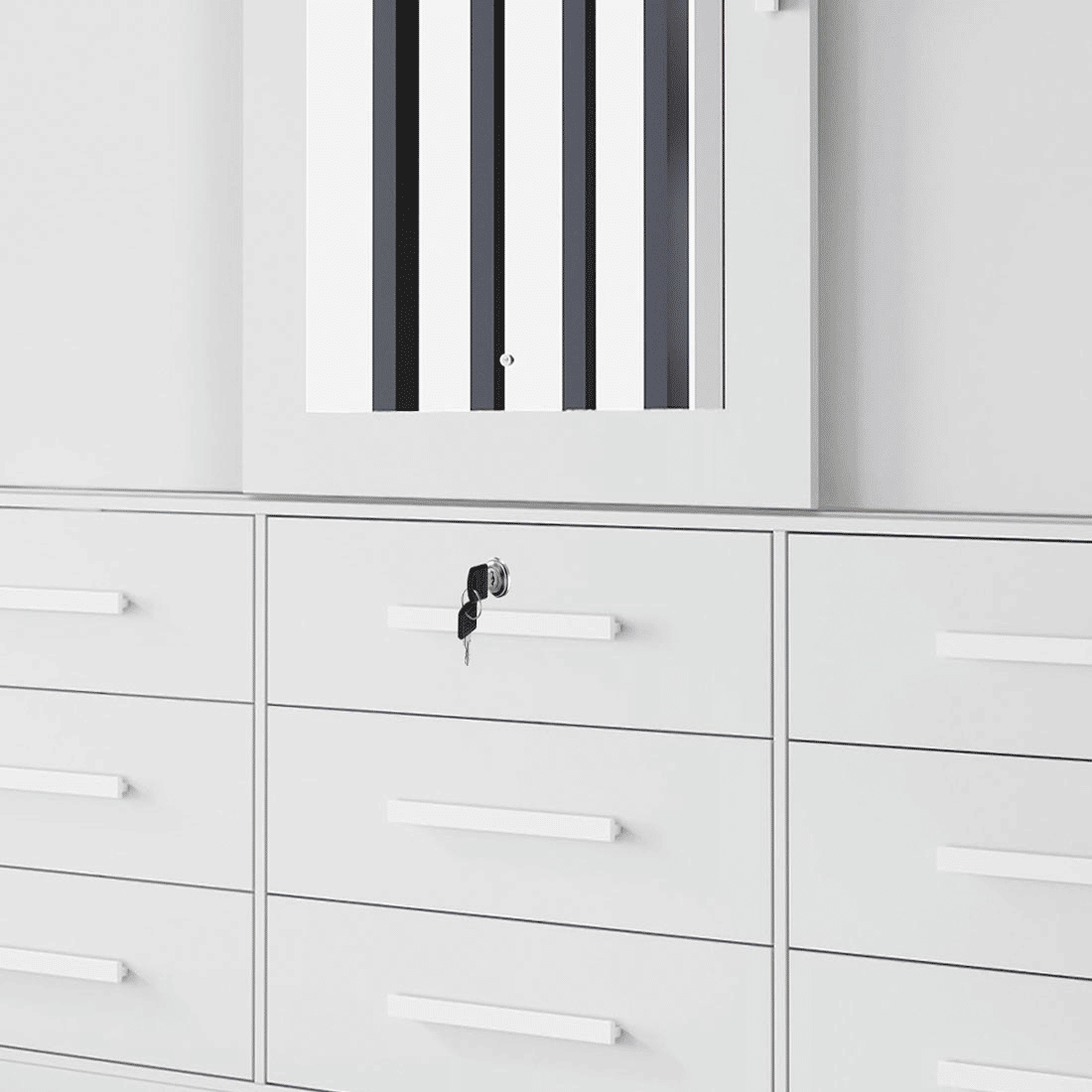 Guarda-Roupa Casal Athenas com Espelho 3 Portas 9 Gavetas Branco - Bianchi