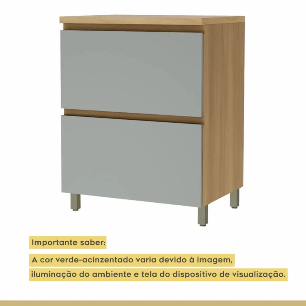Balcão Nesher Rainha 1 Porta 1 Gaveta 70cm - Verde/Naturale