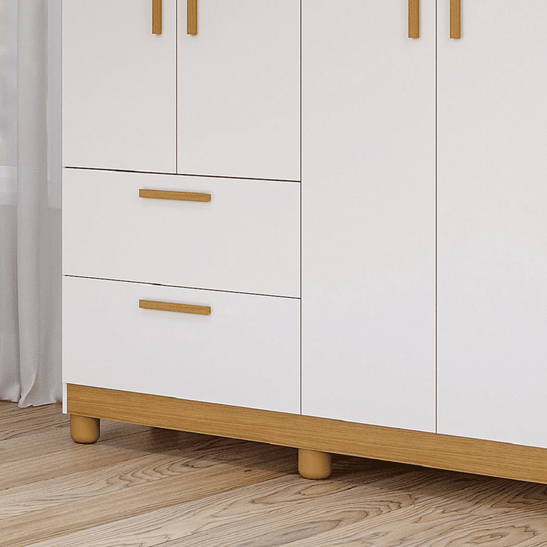 Guarda Roupa 4 Portas Infantil Jujuba 100% MDF Permóbili - Branco/Nature