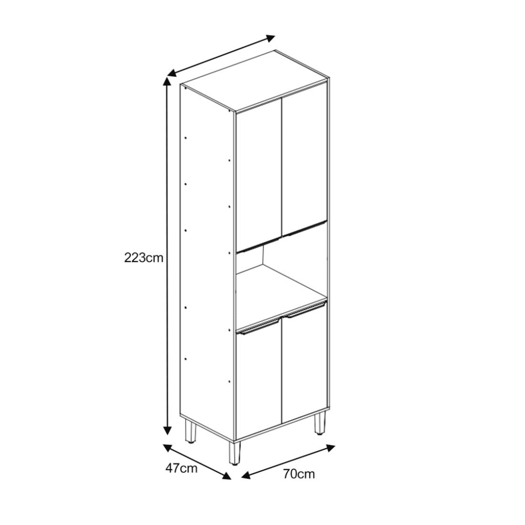 Paneleiro em MDF 4 Portas com Nicho para Forno MGM Esplendida Freijó/Off White Paneleiro em MDF 4 Portas com Nicho para Forno MGM Esplendida Freijó/Off White