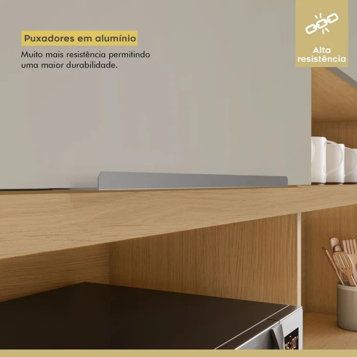 Kit Cozinha Compacta Nesher Realeza 6 Portas 3 Gavetas 220cm – Carvalho/Greige Kit Cozinha Compacta Nesher Realeza 6 Portas 3 Gavetas 220cm – Carvalho/Greige