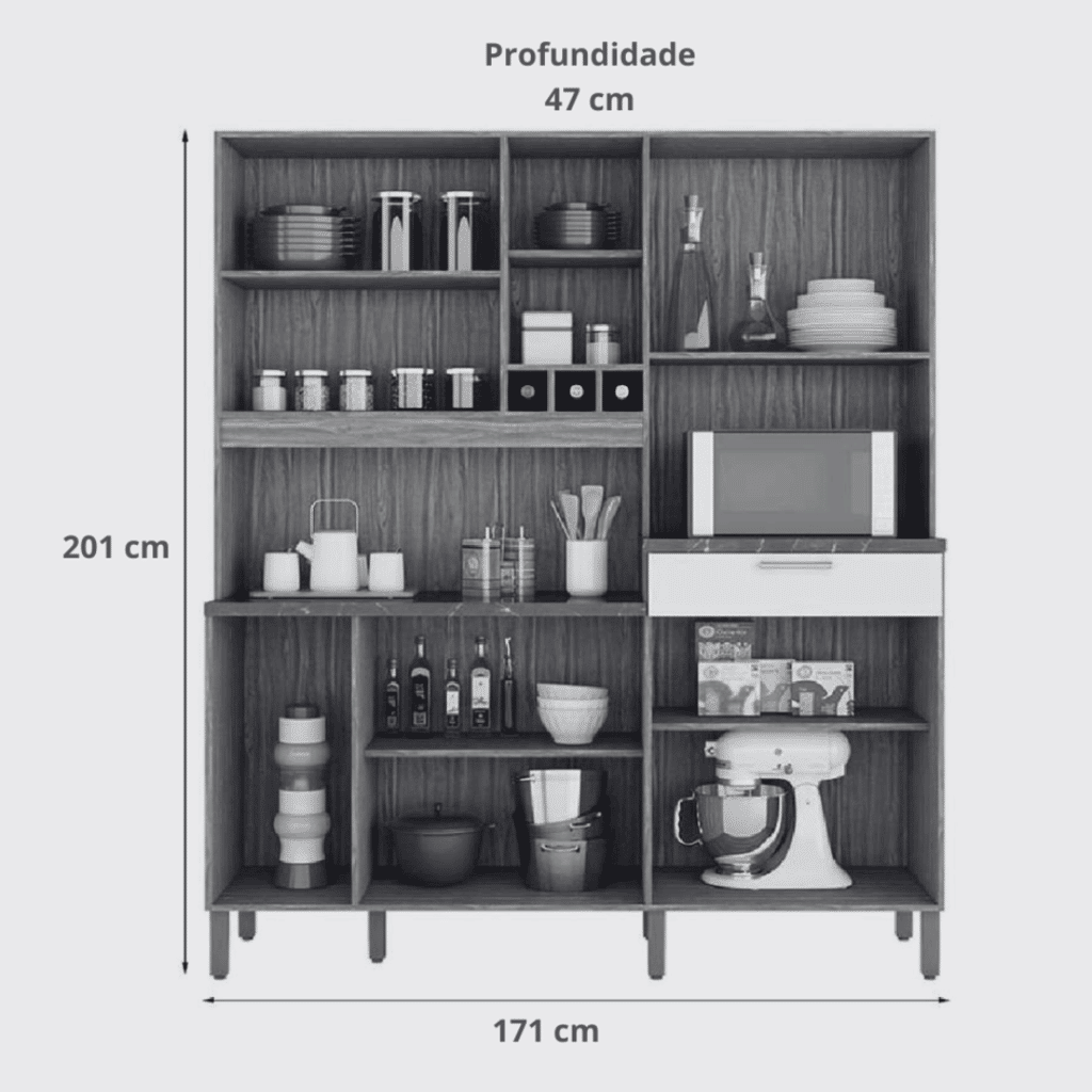 Armário de Cozinha Kit em MDF 9 Portas 1 Gaveta Ronipa Merlot Prime Amendoa/Chumbo Armário de Cozinha Kit em MDF 9 Portas 1 Gaveta Ronipa Merlot Prime Amendoa/Chumbo