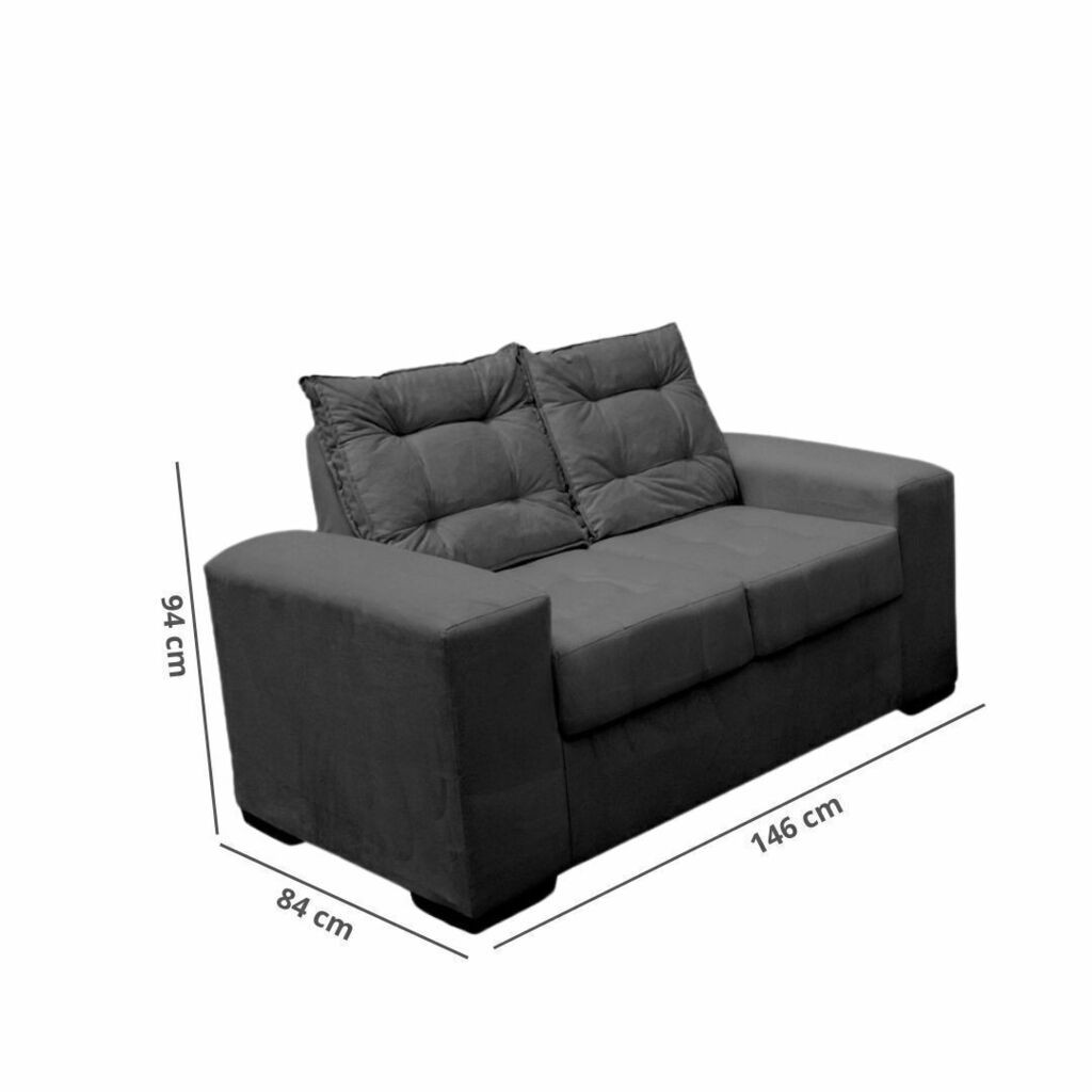 Conjunto de Sofá 2x3 Lugares Torun Cinza Masterflex