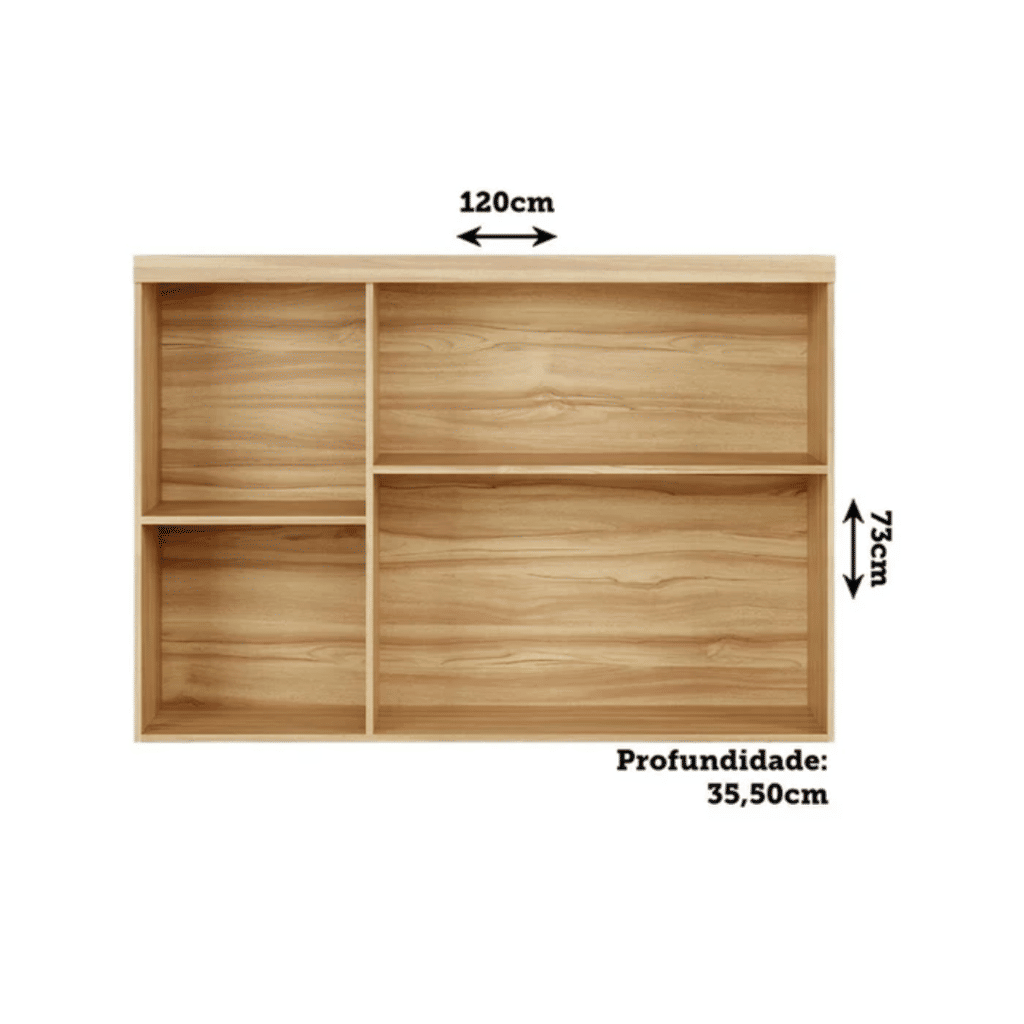 Armário Aéreo P/ Cozinha Chardonnay 3 Portas C/ Vidro Reflecta120cm Amendoa/chumbo - Ronipa