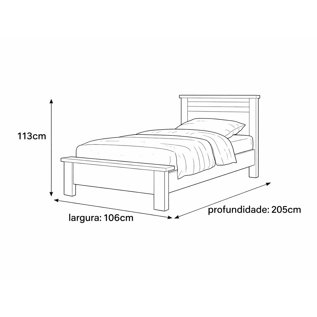 Cama Solteiro Sedan New Plus 100% MDF Painel Ripado Bom Pastor - Branco Cama Solteiro Sedan New Plus 100% MDF Painel Ripado Bom Pastor - Branco
