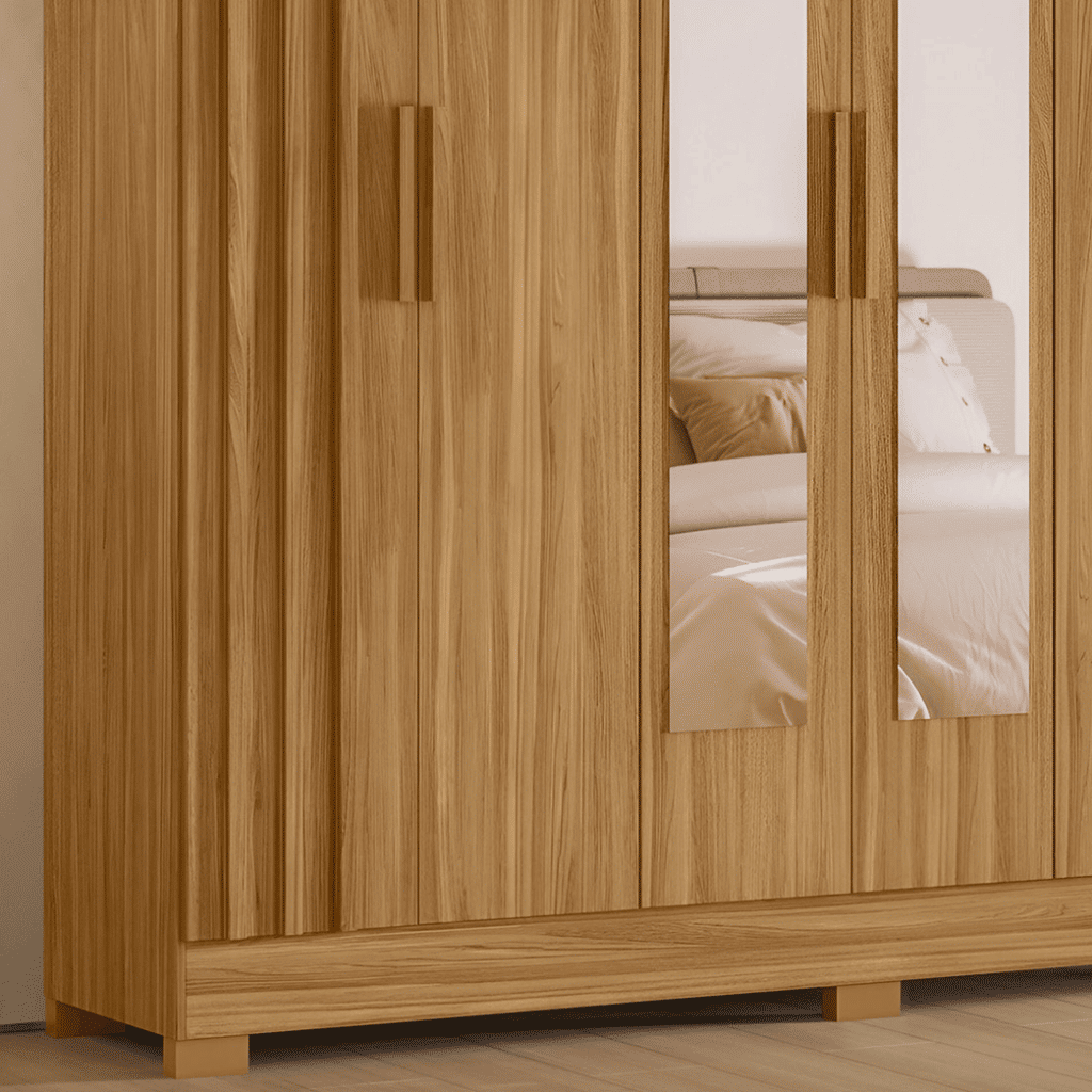 Guarda Roupa Casal Valênça 6 Portas Ripado com Espelho Freijo/Ripado Moval Guarda Roupa Casal Valênça 6 Portas Ripado com Espelho Freijo/Ripado Moval