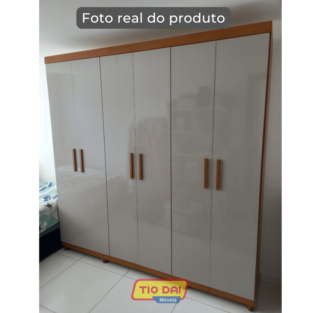Guarda-Roupa Casal 6 Portas Olimpo Cinamomo/Off White -  Tcil Móveis  Guarda-Roupa Casal 6 Portas Olimpo Cinamomo/Off White -  Tcil Móveis