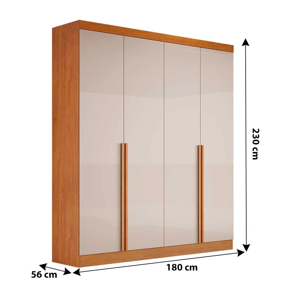 Guarda-Roupa Casal 4 Portas Alvorada Nature/Off White - Bianchi Guarda-Roupa Casal 4 Portas Alvorada Nature/Off White - Bianchi