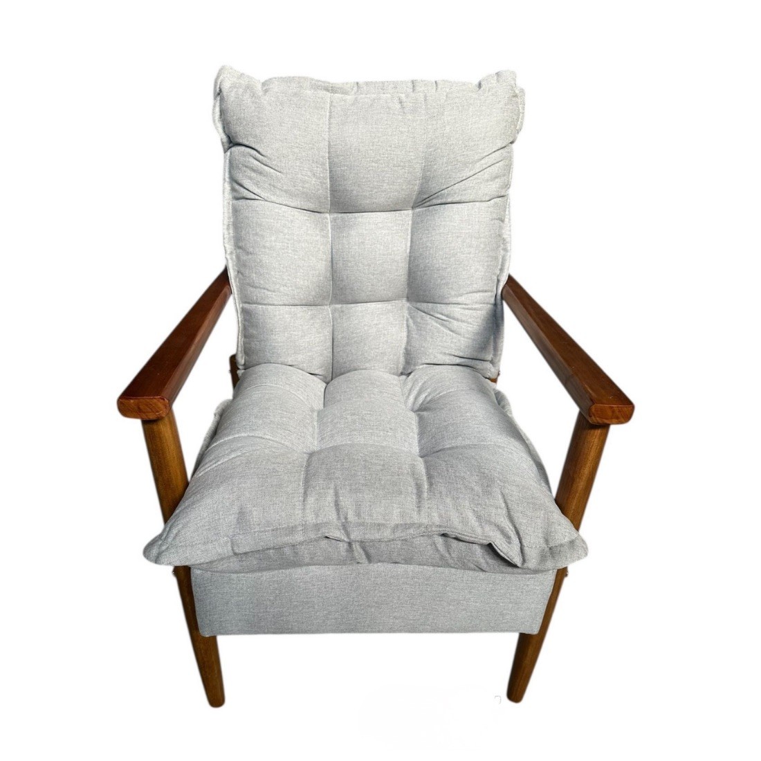 Poltrona Decorativa JF em 100% Fibra Siliconada Pés em Madeira - Tecido 184 Brusque 