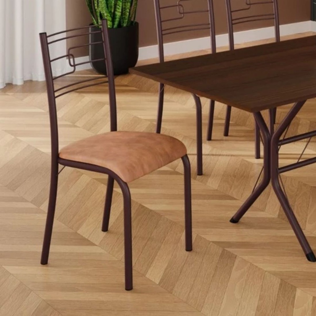 Conjunto Mesa 6 Cadeiras Teixeira Paraty Retangular 140cm Jambo - Marrom Conjunto Mesa 6 Cadeiras Teixeira Paraty Retangular 140cm Jambo - Marrom