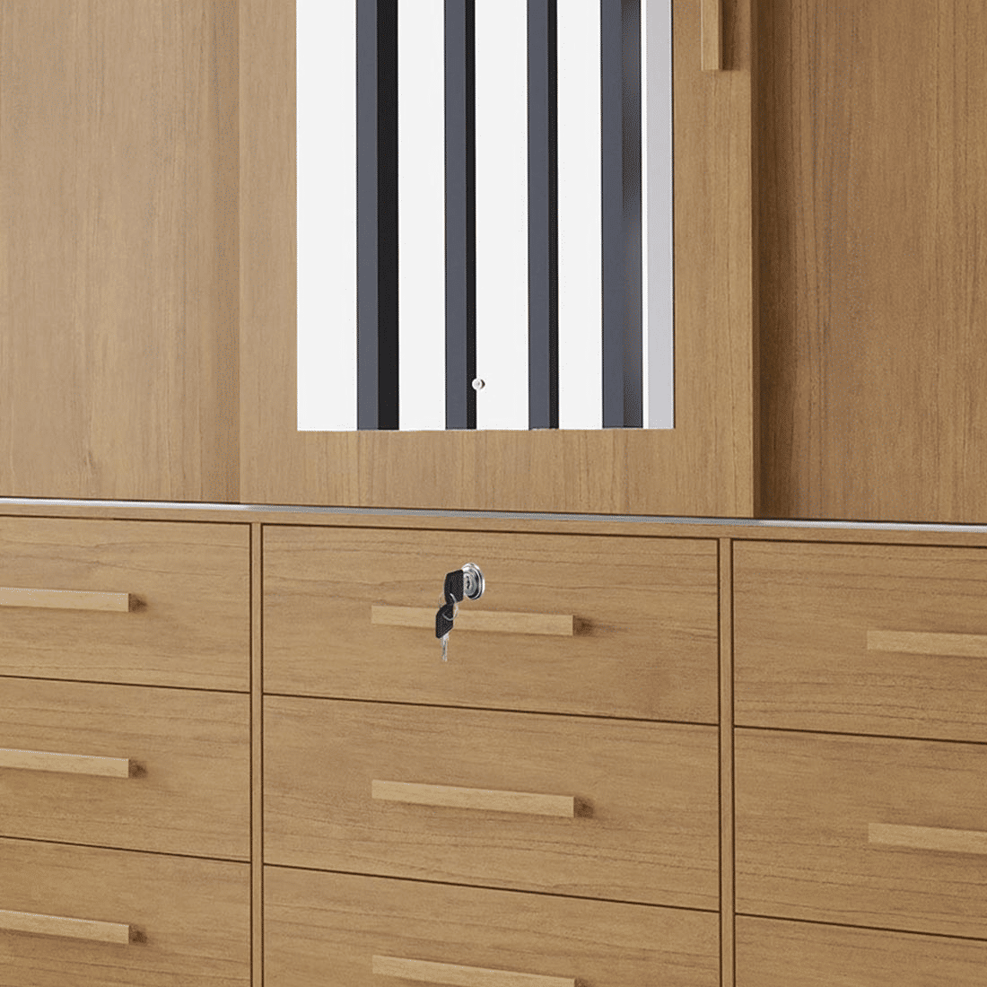 Guarda-Roupa Casal Athenas com Espelho 3 Portas 9 Gavetas Nature - Bianchi