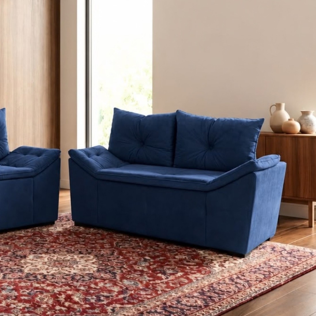 Sofá 3 e 2 Lugares Porto Azul - Malu Estofados Sofá 3 e 2 Lugares Porto Azul - Malu Estofados