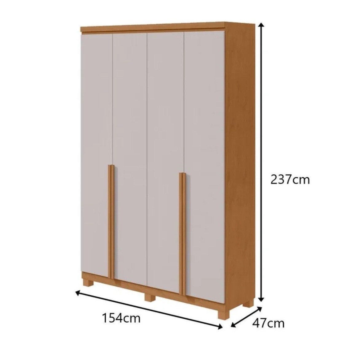 Guarda-roupa 4 Portas Abrir 2 Gavetas Lopas Alonzo Sem Espelho Com Pés 153,5cm - Amendoa Clean/Off White Guarda-roupa 4 Portas Abrir 2 Gavetas Lopas Alonzo Sem Espelho Com Pés 153,5cm - Amendoa Clean/Off White