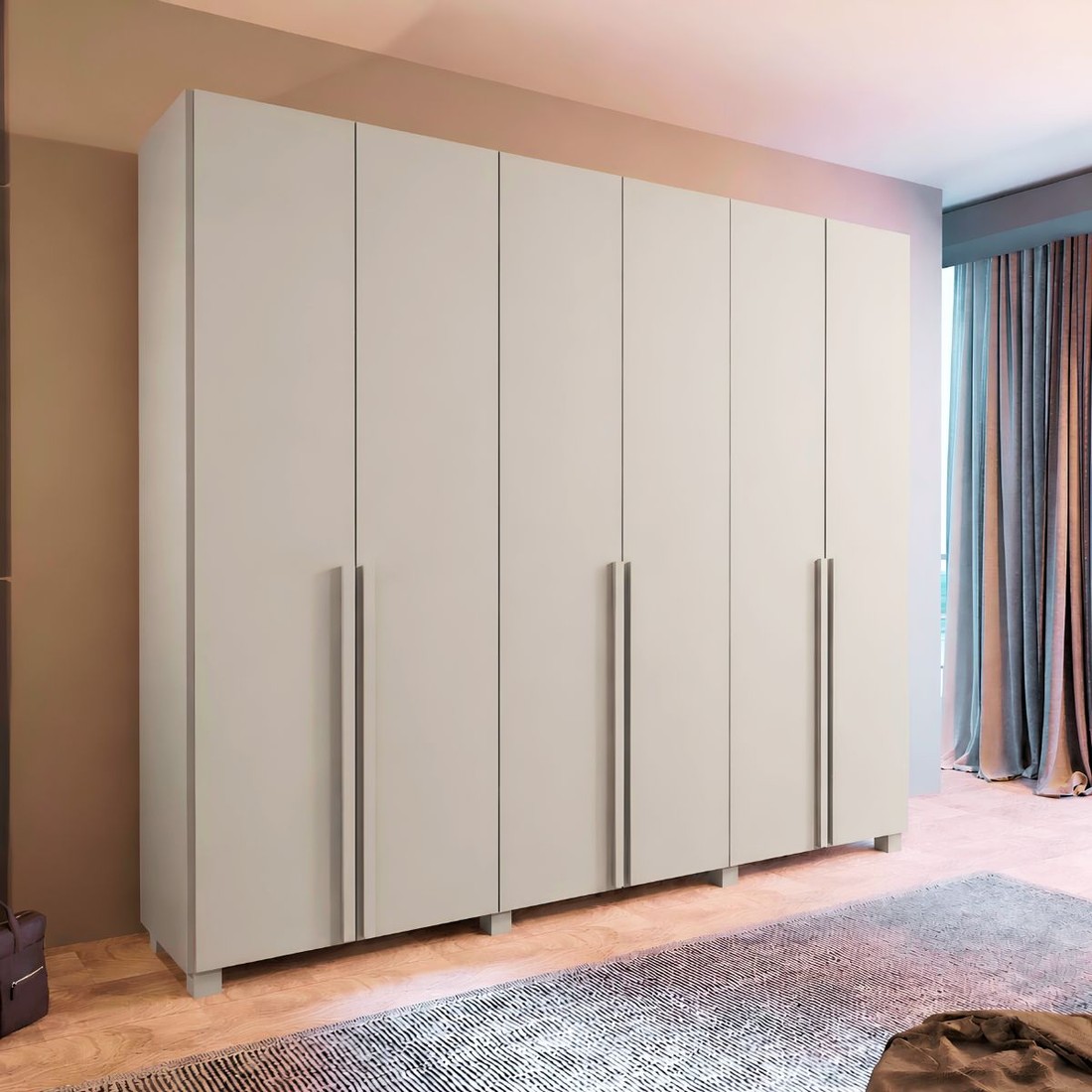 Guarda-roupa Casal 6 Portas 6 Gavetas Versati Bom Pastor 242cm - Bege