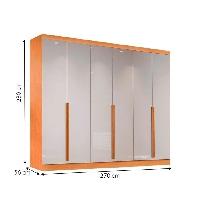 Guarda-Roupa Casal 100% MDF 6 Portas Alvorada Nature/Off White - Bianchi Guarda-Roupa Casal 100% MDF 6 Portas Alvorada Nature/Off White - Bianchi