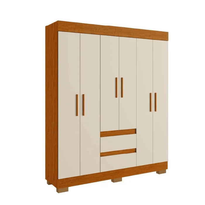 Guarda-Roupa Maya 6 Portas Cinamomo/Off White - Acp Móveis Guarda-Roupa Maya 6 Portas Cinamomo/Off White - Acp Móveis