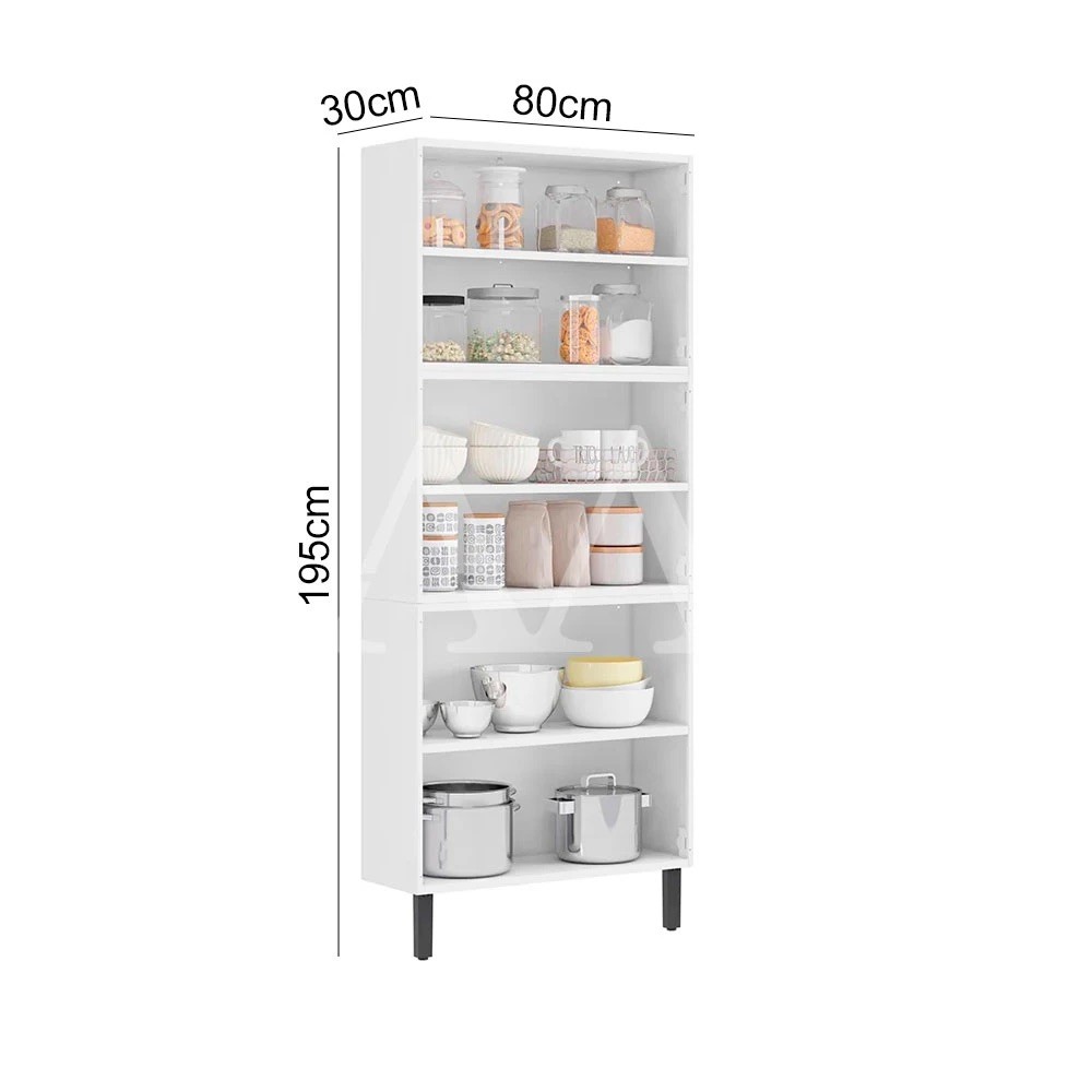 Paneleiro Itatiaia 6 Portas 2 Com Vidro New Premium 80cm - Branco