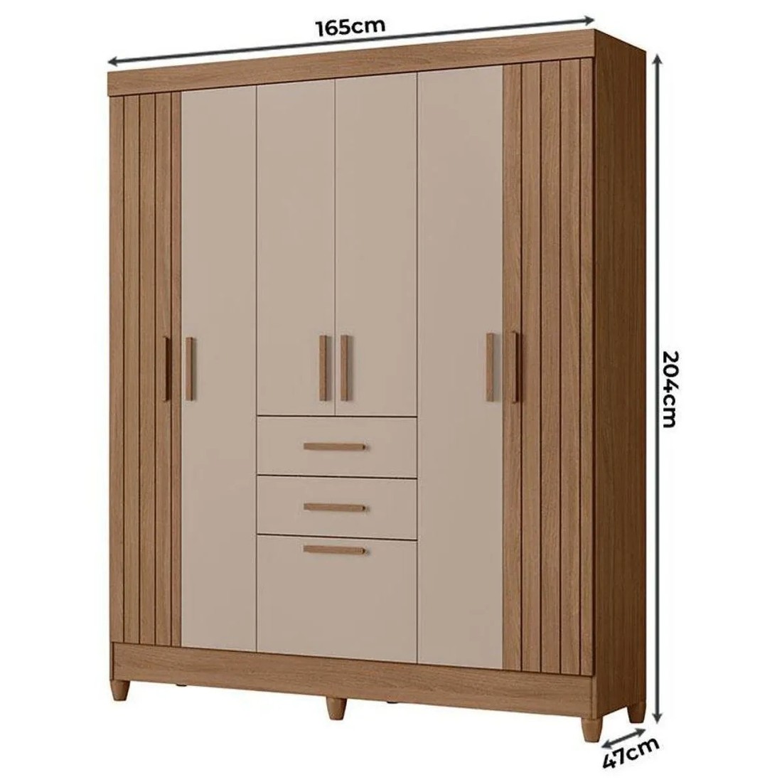 Guarda Roupa Casal Malta com 7 Portas e 2 Gavetas Carvalho/ Fendi - Moval Moveis Guarda Roupa Casal Malta com 7 Portas e 2 Gavetas Carvalho/ Fendi - Moval Moveis