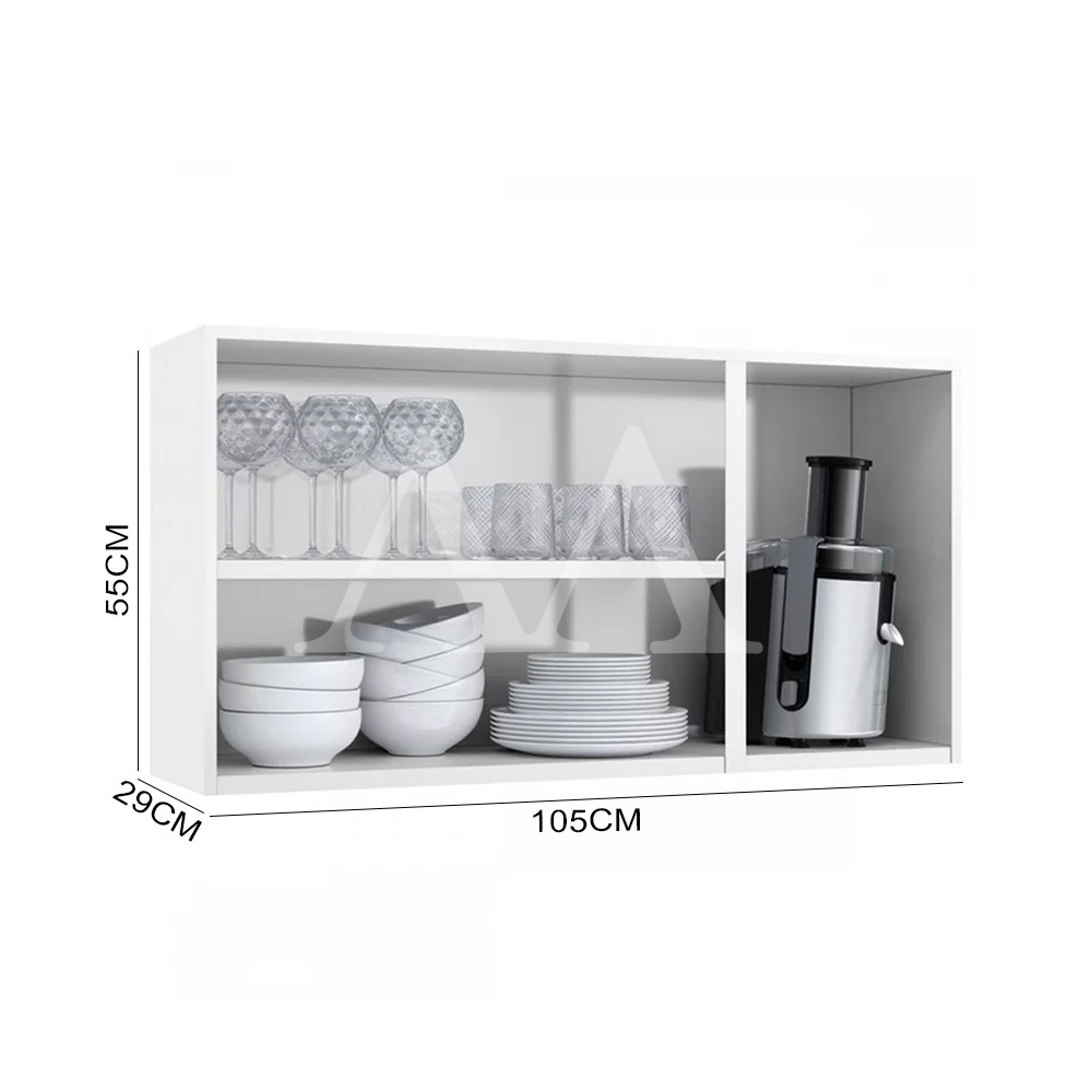 Armário Telasul Triplo Médio 3 Portas com Vidro Diamante New - Branco Armário Telasul Triplo Médio 3 Portas com Vidro Diamante New - Branco