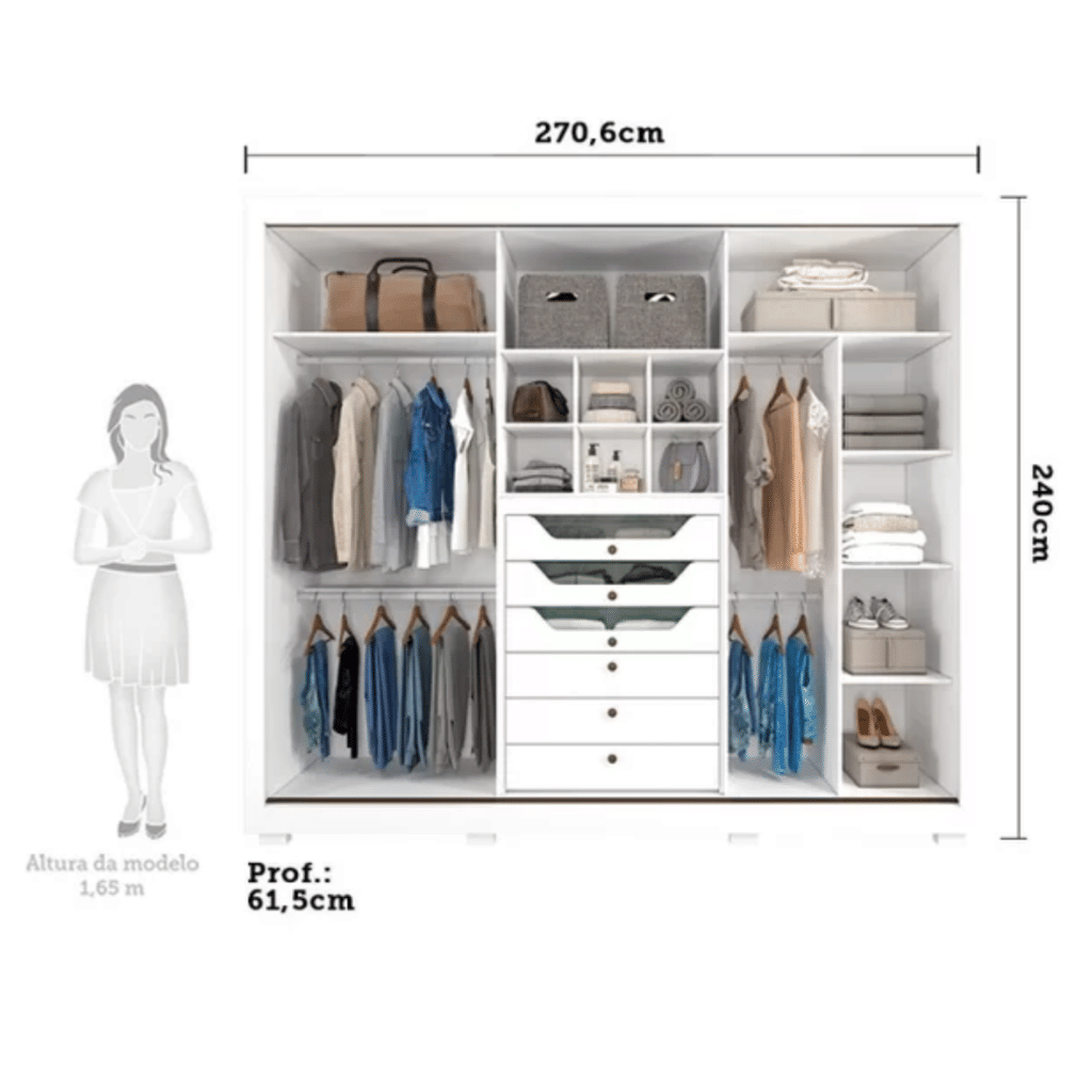 Guarda-Roupa Casal Com Espelho 3 Portas de Correr em MDF Panan Móveis Vitória Branco Guarda-Roupa Casal Com Espelho 3 Portas de Correr em MDF Panan Móveis Vitória Branco
