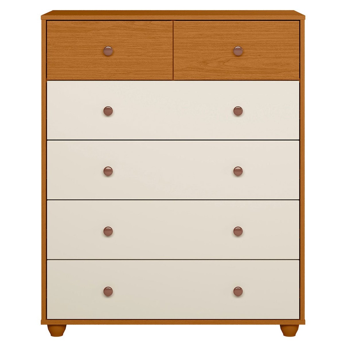 Cômoda para Quarto 6 Gavetas Albatroz Vittoria Cinamomo/Off White