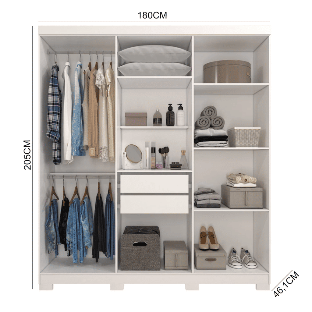 Guarda-Roupa Casal Em MDF 6 Portas Panan Milena Branco Guarda-Roupa Casal Em MDF 6 Portas Panan Milena Branco