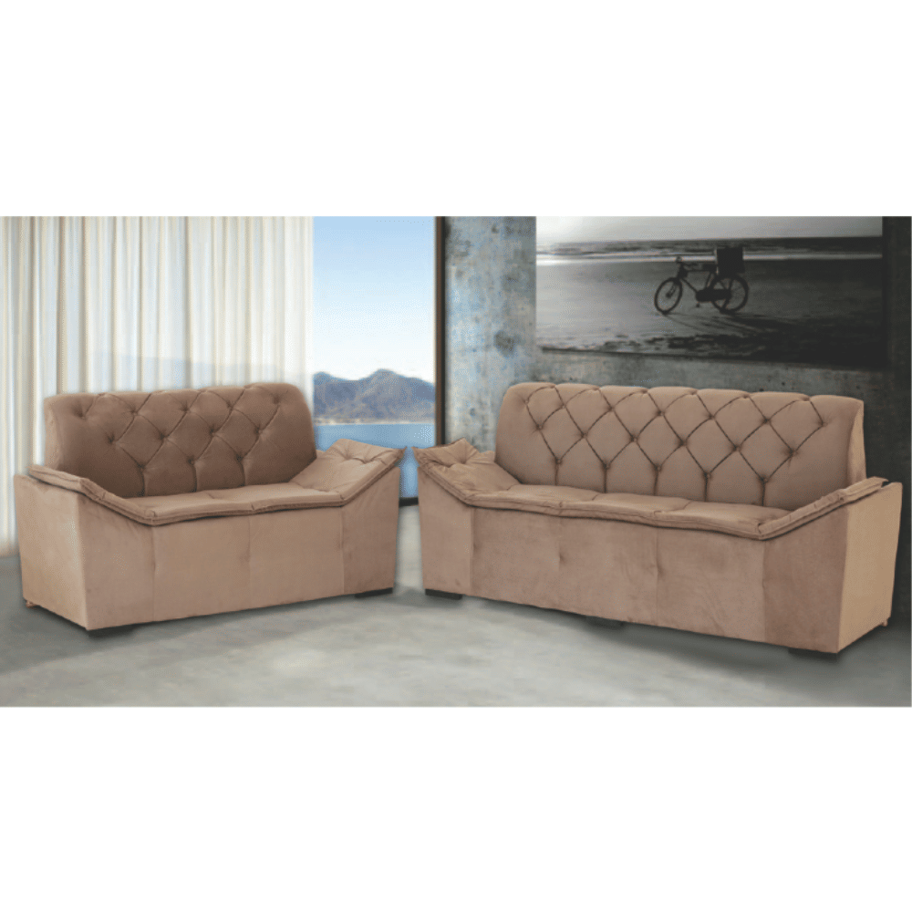 Sofá 3 e 2 Lugares Avela Castor - Malu Estofados