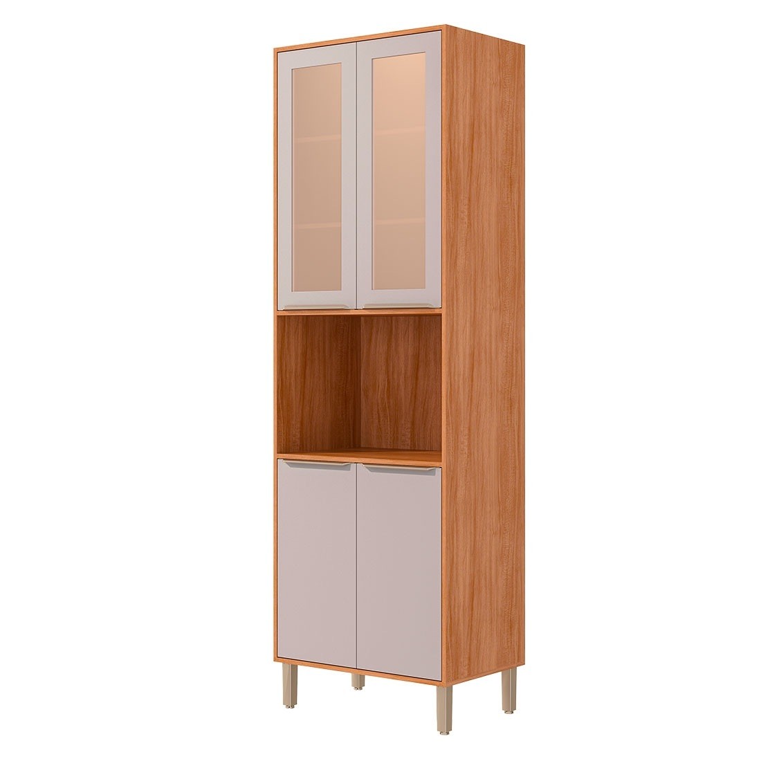 Cozinha Esplêndida Cristal 3 Módulos 100% MDF 270cm MGM Móveis - Cinamomo/Of White Cozinha Esplêndida Cristal 3 Módulos 100% MDF 270cm MGM Móveis - Cinamomo/Of White